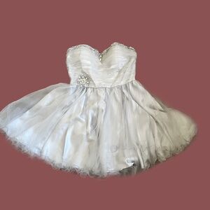 ❄️ Silver Rhinestone Fairycore Prom Corset tied Mini Dress XXL (12-18)